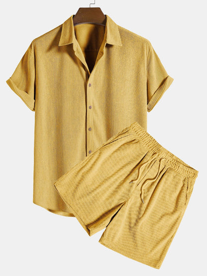 Michelle Moore | Short-Sleeve Corduroy Shirt & Shorts Set