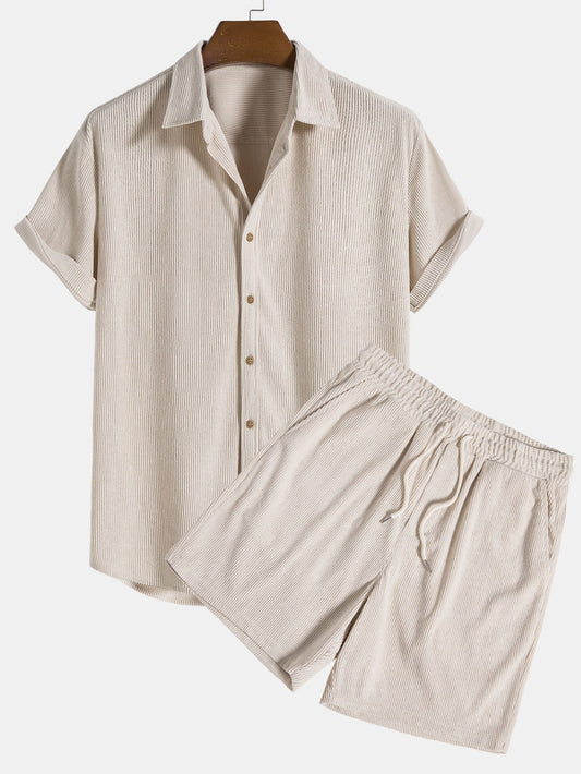 Michelle Moore | Short-Sleeve Corduroy Shirt & Shorts Set