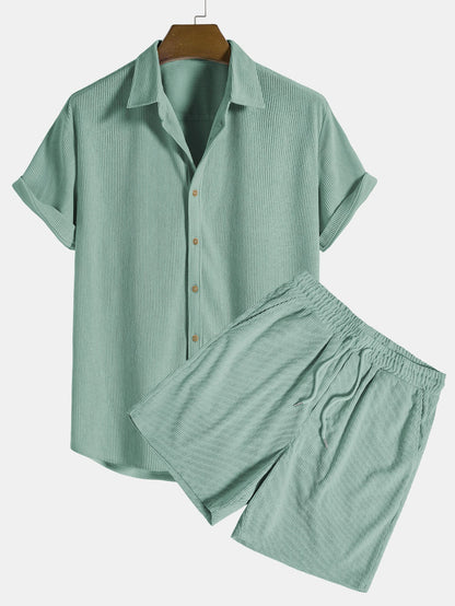 Michelle Moore | Short-Sleeve Corduroy Shirt & Shorts Set