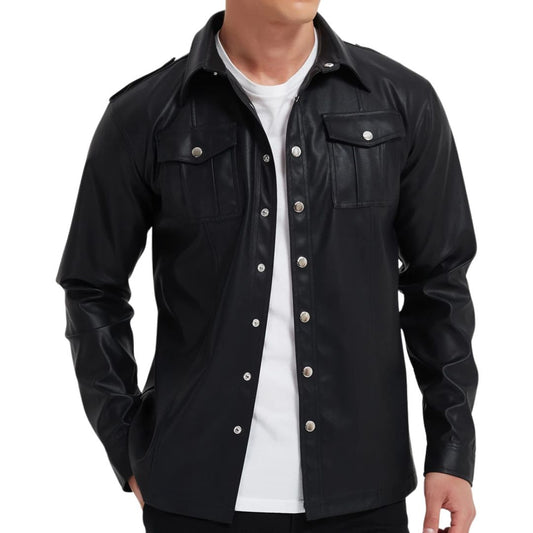 Michelle Moore | Faux Leather Long-Sleeve Top