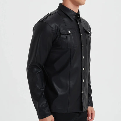 Michelle Moore | Faux Leather Long-Sleeve Top