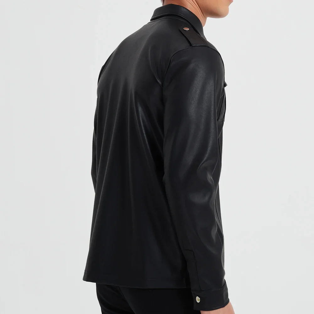 Michelle Moore | Faux Leather Long-Sleeve Top