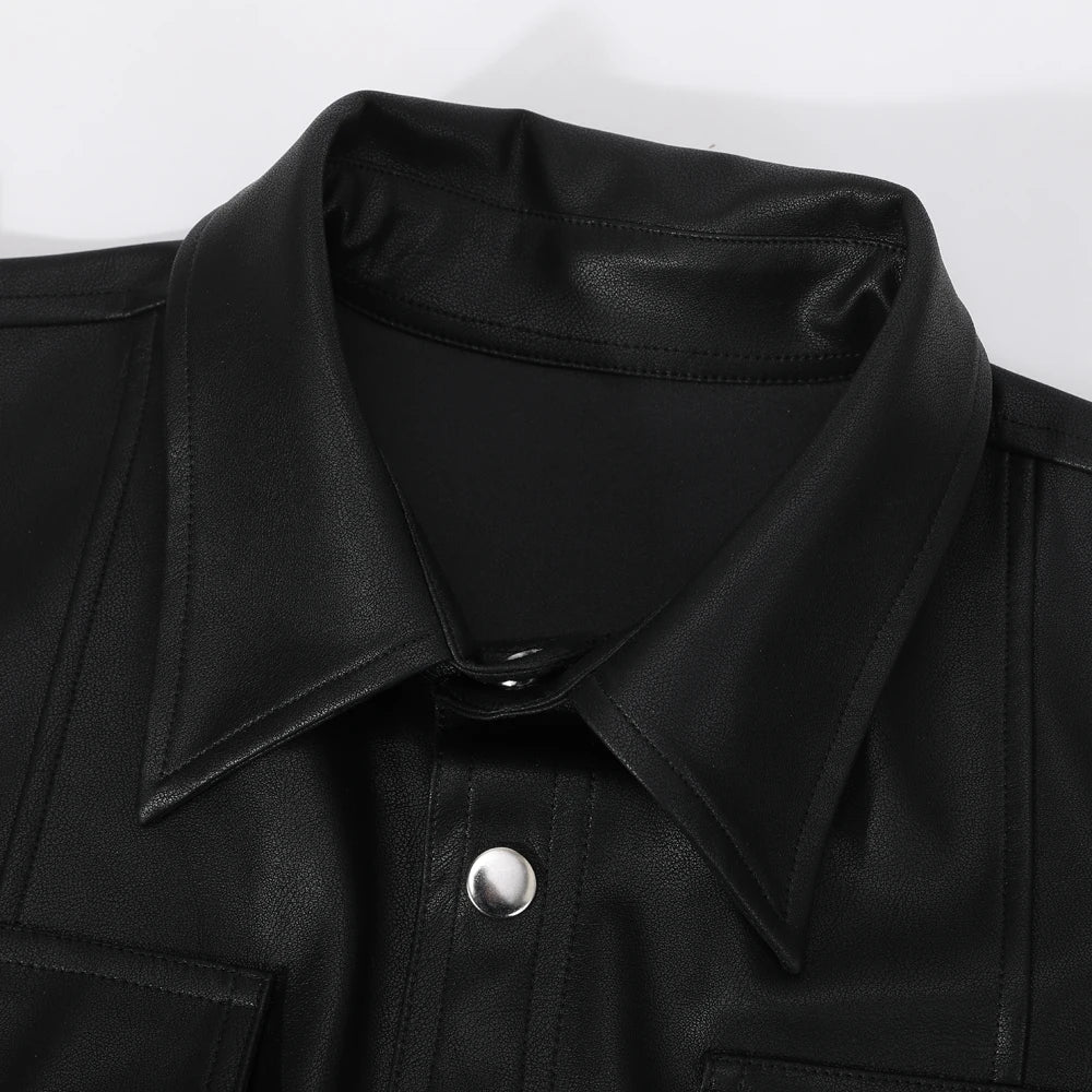 Michelle Moore | Faux Leather Long-Sleeve Top