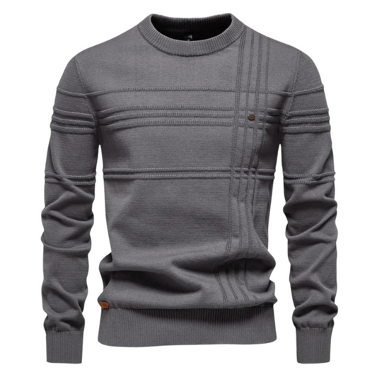 Michelle Moore | Men's Cotton Sweater with Stripe Detail