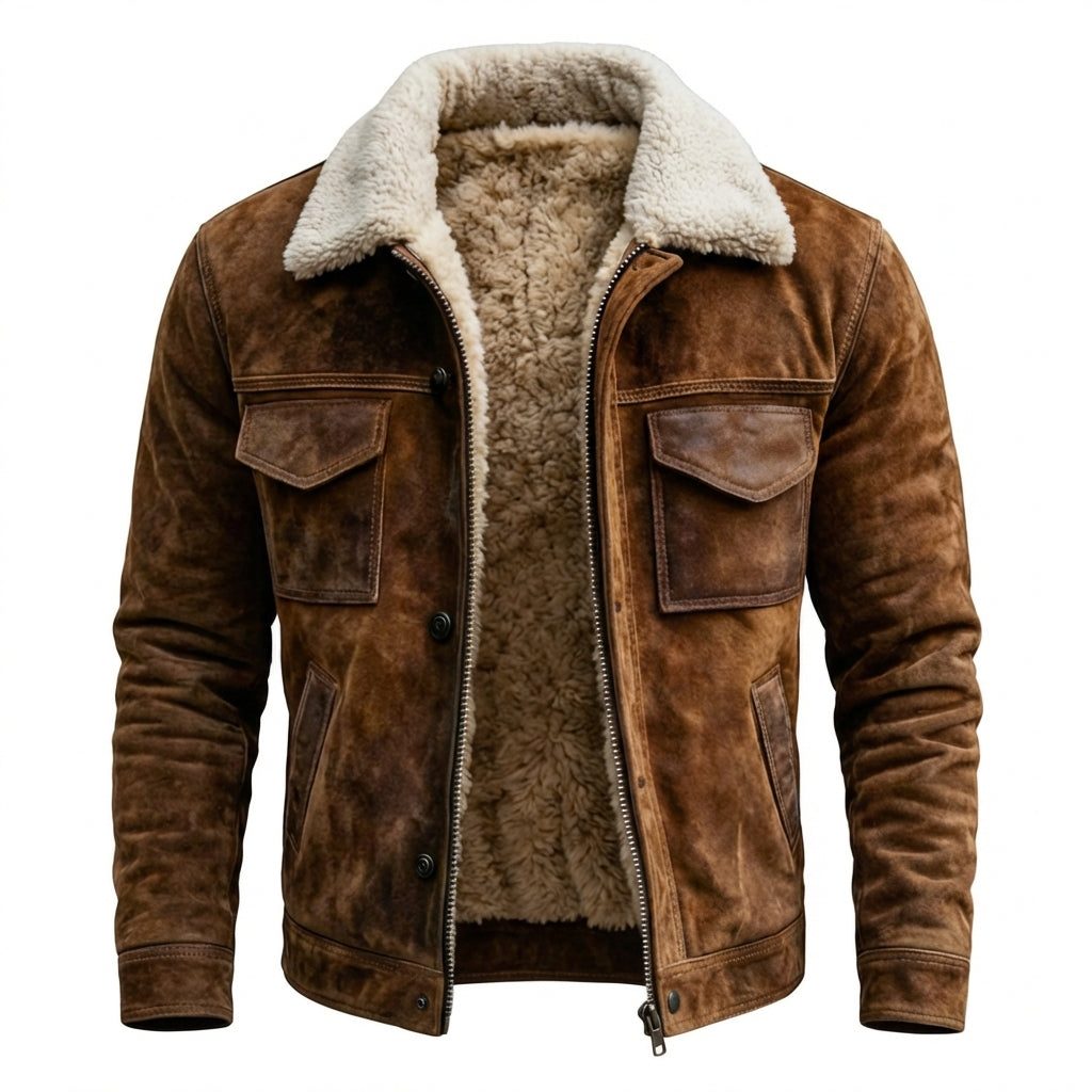 Michelle Moore | Sherpa-Lined Faux Leather Jacket