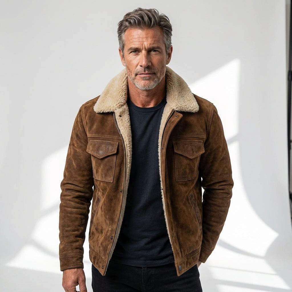 Michelle Moore | Sherpa-Lined Faux Leather Jacket